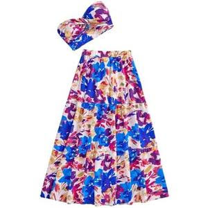 SOLY HUX Women's Boho 2 Piece Outfits Floral Print Colorful Tube Top and Ruffle Hem Maxi Skirt Set, L SOLY HUX Women's Boho 2 Piece Outfits Floral Print Colorful Tube Top and Ruffle Hem Maxi Skirt Set, L