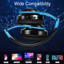 Bluetooth Headphones, Chat- Comfortable Over Ear Stereo Headphones,7 Breathing Led Lights up, Wireless Headset for Adult Teen Kid for Phone/Samsung/Pad/PC/Android/Laptop/TV (Blue)