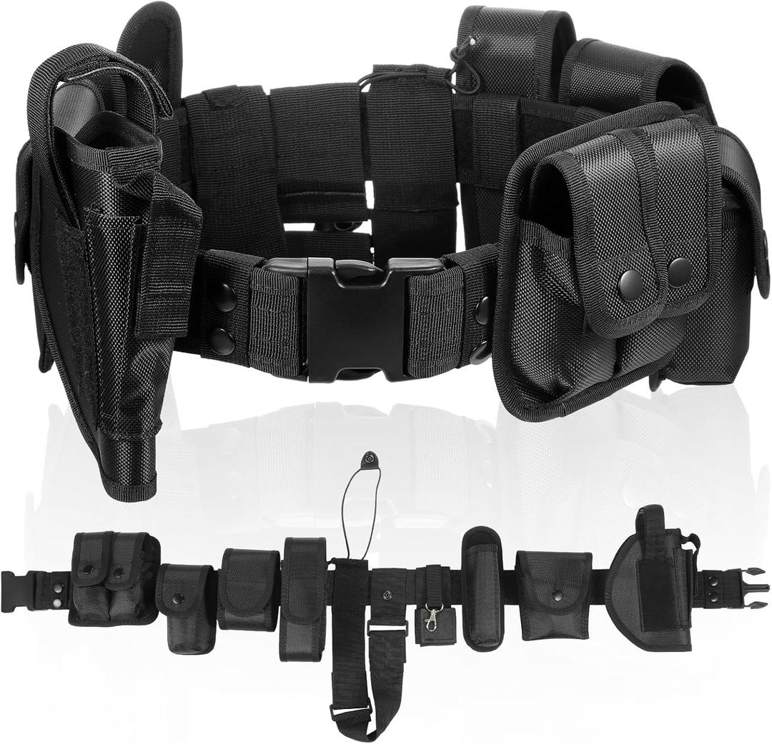 abcGoodefg Police Security Duty Belts Correctional Officers Ultility Cop Costume Belt Law Enforcement for Women Men Hunting (Black)