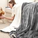 Bedsure Sherpa Fleece Blankets King Size for Bed - Thick and Warm, Soft Fuzzy Plush King Blanket for Winter, Grey, 108x90 Inches