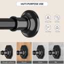 Tension Curtain Rod, Extra Long Outdoor Curtain Rod 43-120 Inch Adjustable, 1.1 Inch Diameter Thick Heavy Duty Black Shower Curtain Rod, Stainless Steel Shower Rod for Bathroom No Drilling, No Rust