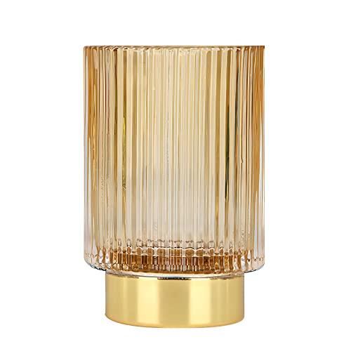 DASITON Makeup Brush holder Organizer, Crystal Cosmetic Makeup Brush Glass Brushes Storage Holder, Vintage Make Up Brush Cup Pen Pencil Holder striped vase(Coffee L)
