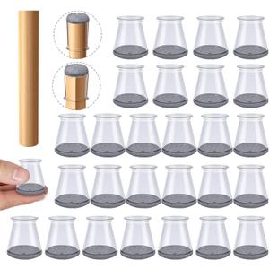 32 Pcs Chair Leg Protectors for Hardwood Floors, Silicone Felt Furniture Leg Cover Pad for Protecting Floors from Scratches and Noise, Smooth Moving, X-Small(Fit Round Diameter：1/2" to 5/16")