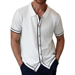 Zaitun Men's Lightweight Button-Down Shirt Summer Casual Shirt Relaxed Fit Wrinkle Resistant Top (White, L)