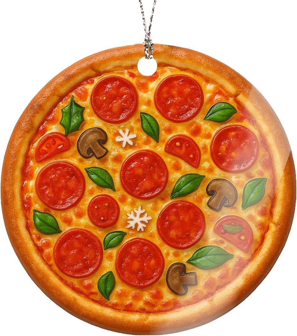 Christmas Ornament 2026  Funny Pizza Christmas Tree Ornament - Food Lover Gift for Men Women - Italian Kitchen Decor - Chef Ornaments - Cute Fast Food Holiday Decoration