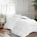 MARTHA STEWART Luxurious Goose Feathers Down Fiber Comforter Twin Size 100% Cotton Duvet Insert, Hotel Quality Hypoallergenic Comforter, 43 oz All Seasons Medium Warmth 68 x 90 Inch White