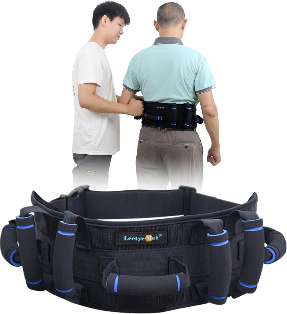Gait Belt, Gait Belts for Seniors, Gate Belts Medical for Elderly, Gait Belt with 7 Handles, Patient Transfer Belt Quick Release Buckle, Medical Lift Strap Nursing Safety Belt for Physical Therapy (Black)