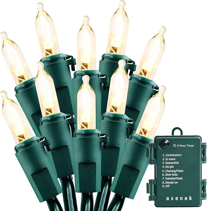 Christmas Lights - Battery Operated String Lights 50 LED String Lights Mini Lights with Auto-Timer and 8 Lighting Modes for Christmas Wreath Party Wedding Garden Home Decoration, Warm White