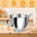 5 Quart Mixing Bowl for KitchenAid Stand Mixers, Food-Grade Stainless Steel Bowl with Handle & Clasp, Compatible with Tilt-Head 4.55 Qt Models  Fits K45, K45SS, KSM75, KSM150, KSM95