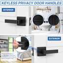 6 Pack Matte Black Door Handles, Keyless Interior Door Knobs, Privacy Door Lever Locksets for Bedroom Bathroom, Heavy Duty Square Door Lock (2.0lb), Reversible for Left&Right Handled Doors