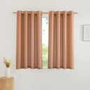 NICETOWN Thick Linen Burnt Orange Curtains for Bedroom, Grommet Linen Blend Window Treatment Privacy Added with Light Filtering Drapes for Bedroom/Girls Room, 2 Panels, W55 x L54