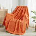 Exclusivo Mezcla Fleece Bed Blanket Queen Size, Super Soft and Warm Blankets for Couch, Sofa and Bed Waffle Textured, Cozy, Fuzzy and Lightweight (Burnt Orange, 90x90 Inches)