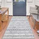 Boho 3x5 Area Rug for Living Room, Grey Blue Neutral Moroccan Washable Entryway Rugs Non-Slip, Ultra Soft Print Distressed Geometric Bedroom Rug Low-Pile Throw Carpet for Nursery Dorm