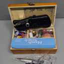 Handheld Sewing Machine with Exquisite Wooden Storage Box & 142-Piece Sewing Kit - Electric Switch, Dual Power Supply, Assorted Needles, Threads, Heavy Duty Scissors - Meets All Household Sewing Needs