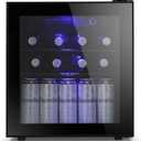 Antarctic Star Mini Fridge Cooler - 70 Can Beverage Refrigerator Glass Door for Beer Soda or Wine Small Drink Dispenser Machine Removable for Home, Office or Bar Chiller, 1.6cu.ft (Black)