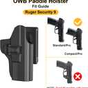 Holster Fits Ruger Security 9, OWB Paddle Holster for Ruger Security-9mm Compact/Pro/Standard (Not for Laser Models), 60 Adjustable Cant, Quick Release - Right Handed