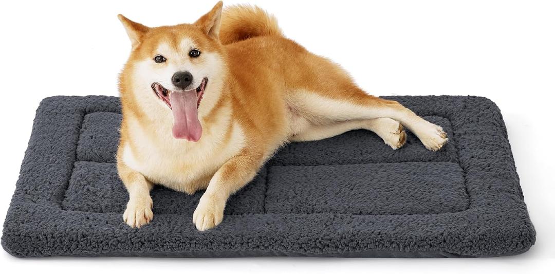 Bedsure Washable Dog Crate Bed for Large Dogs, Soft Foam Floor Pet Mat, Versatile Lightweight Pet Crate Pad for Cages (35x23 in, Grey)