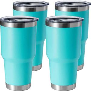 HASLE OUTFITTERS 30oz Stainless Steel Tumbler, Double Wall Vacuum Insulated Travel Mug Tumbler, Durable Insulated Coffee Mug, Gift Box Set (Light Green, 4)