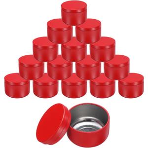 uxcell 16pcs Portable Storage Jar, Multipurpose Airtight Container Bottle Mini Smell Proof Metal Round Tins with Lid for Spices Coffee Tea Candy, Red