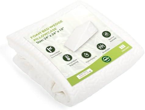 Wedge Pillow Cover for 24x24x10 Bed Wedge Pillow, Hypoallergenic Replacement Case Cover with Zipper & Pockets