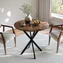 Unovivy 31.5" Small Round Dining Table for 2-4 Rustic Brown Dinner Table, 31.5" x 31.5" x 29.53"
