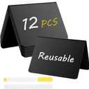 12 Pcs Mini Chalkboard Signs, 4"x3" Reusable PVC Food Labels for Party Buffet, Small Table Place Cards, Durable Chalk Board Signs for Tables, Birthday, Weddings, Bakery, Event Decoration (V Shape)