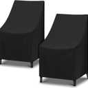 SunPatio Outdoor High Back Chair Covers, Waterproof Stackable Patio Chair Covers, All Weather Protection Patio Furniture Covers, 2 Pack -27" W x 30" D x 42" H, Black