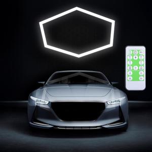 Garage Hexagon Lights, 24W 24V 6500K Higher Brightness Hex Garage Lights, Plug and Play, Lightweight DIY Assembly Hexagonal Light for Car Detailing Auto Beauty Shop Decor No Remote (6pcs-1 Circle)