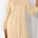 PRETTYGARDEN Fall Dresses for Women 2026 Long Sleeve Mini Short Flowy A Line Casual Holiday Party Tunic Dress Fashion Clothes (Beige, M)