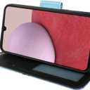 2 x Zase Design for Samsung Galaxy A35 5G Wallet Phone Case Protective Flip Cover Purse Cute Woman Girls Premium PU Leather Folio w/Kickstand ID Card Slot Wrist Strap Magnetic Lock (Blue Bird)