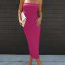 ZESICA Women's 2026 Summer Strapless Bodycon Midi Dress Off Shoulder Sleeveless Side Slit Tube Long Club Party Dresses (Purple, S)