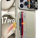 Vizvera for iPhone 17 Pro Case Wallet RFlD [Cards Holder][Camera Control][Camera Cover] Full Body Rugged Shockproof Silicone Protective Phone Case for iPhone 17 Pro(Natural Titanium)
