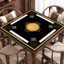Mahjong Mat for Table 31.5''x31.5'', Non-Slip Mahjong Cloth Cover with Game Rules, Mahjong Tablecloth for Poker, Board Games Table Mat, Card Games, Tile Games, Dominoes (Black)