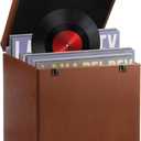 Large Vinyl Record Storage Case, 13 x 13 x 13 Inch for 100+ Single Records, Retro Lp Album Collection Display Box, PU Leather Water Resistant for 7/10/12 Inch Album Collection(Brown)