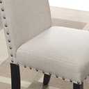 Roundhill Furniture Biony Tan Fabric Dining Chairs with Nailhead Trim, Set of 2, Brown, Tan