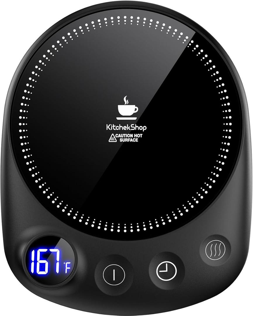 Coffee Mug Warmer - Fastest Heating & Highest Temperature, Coffee Cup Warmer for Desk Auto Shut Off, 4 Temp Settings & 1-12H Timer, Smart Electric Beverage Warmer for Coffee, Tea (Black)