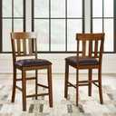 Signature Design by Ashley Ralene Traditional 26" Counter Height Faux Leather Seat Barstool, 2 Count, Brown