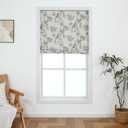 Everyday Celebration Peacock 100% Blackout Dual Layered Pull-Down Roman Shade for Windows, Peacock Pattern Printed on Natural Fabric Roman Shades for Home 27" W x 64" H Black