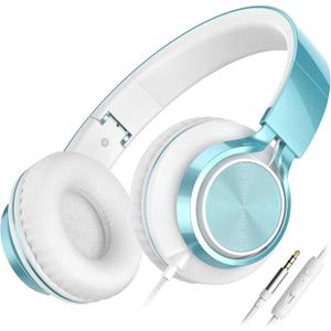 AILIHEN C8 Headphones Wired, On-Ear Headphones with Microphone and Volume Control, Corded 3.5mm Headset for Boys Girl School Smartphones Chromebook Laptop Computer Tablets Airplane Travel (Lime Green)
