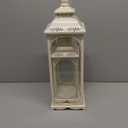 2 Pack Lanterns Decorative Indoor, White Farmhouse Outdoor Lantern for Porch, 17'' 12'' Floor Lantern Decor (no Glass) with 2PCS LED Flameless Candles for Wedding Home Table Front Door