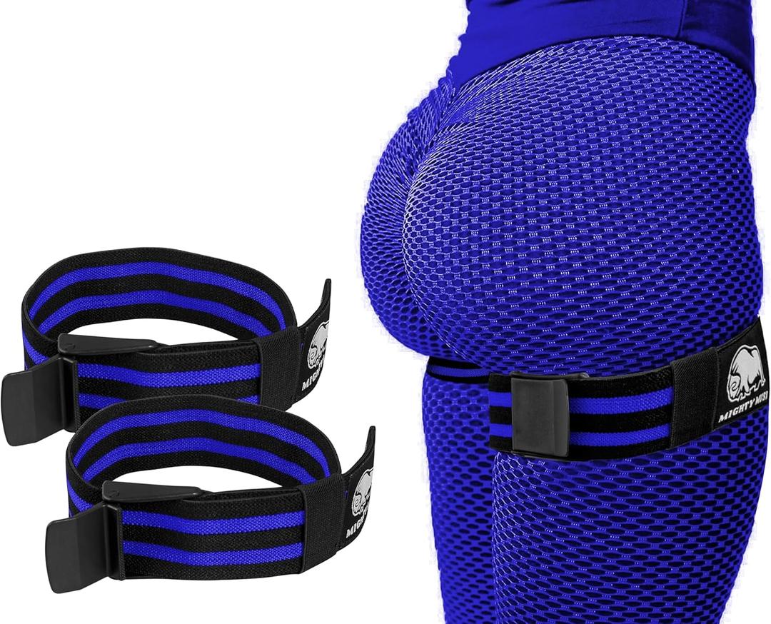 BFR Occlusion Bands for Women - Blood Flow Restriction Workout Bands for Leg, Glute & Hip Building - Fabric Resistance Loop for Squats, Thigh Toning, Butt Lifting & Muscle Growth (Blue)