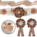 Vansolinne Western Theme Baby Shower Maternity Sash Kit Mom to Be Daddy to Be Corsage Cowboy Baby Shower Decorations Cowboy Hat Boot Belly Band Brown Pregnancy Photo Props