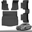 All Weather Floor Mats Compatible with Mercedes-Benz C Class Sedan C300 2015-2021, AOMSAZTO Custom Fit Rubber Cargo Mat 1st and 2nd Row Floor Liners & Trunk Mat Black (Only for Sedan)