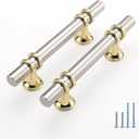 Haliwu 20 Pack Brushed Nickel Cabinet Pulls, Cabinet Handles Brushed Nickel, Barrel Drawer Handles Gold Kitchen Hardware Pulls, 3 inch (76mm) Hole to Hole Center