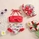 Baby Girl Swimsuit Infant Toddler Girl Bathing Suit Bikini Two Piece Swimwear with Hat (12-18 Months, Red Floral)
