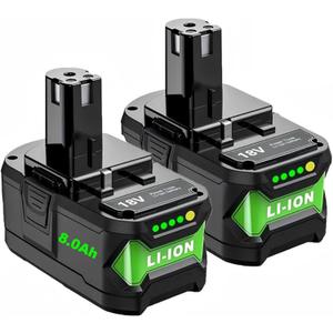 Upgrade 8000mAh High Capacity Replacement for Ryobi 18V Battery P108 P104 P105 P102 P103 P122 P109 Li-ION Compatible with Ryobi 18V ONE+ System Cordless Power Tools and Charger,2Pack