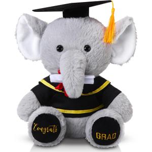 Chalyna 10 Inch 2026 Graduation Elephant Stuffed Animal Plush with Diploma Tassel Graduation Hat Embroidered Blessings Preschool Kindergarten Gift for Student, Kids, Friends, Relatives