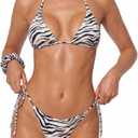 SUUKSESS Women String Bikini Set Tie Side Thong Sexy Halter Swimsuits 2 Pieces (L)