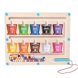 Miliocry Magnetic Color and Number Maze - Wooden Board Puzzles Toddler Activities Counting Matching Games Montessori Fine Motor Skills Toys