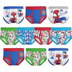 Spiderman Boys' Toddler Superhero Friends Exclusive Underwear with Iron Man, Hulk & More 2/3t & 4t (10-pack Spidey Multi-hero Briefs)